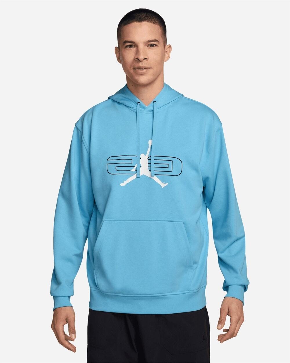Jordan Sport Crossover Hoodie Men's Size M Blue Chill Fleece Dri-FIT Pullover
